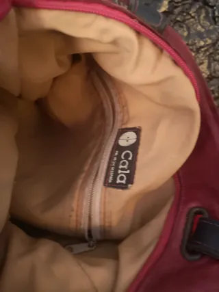 Bolso de Piel Genuina Negro y Rojo