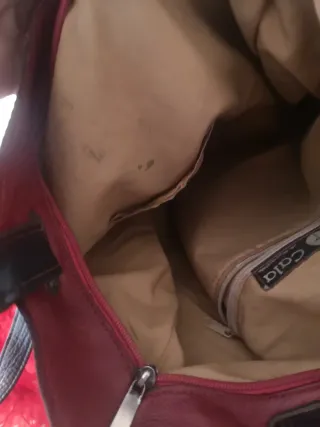 Bolso de Piel Genuina Negro y Rojo