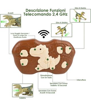 Dinosauro interattivo con spruzzo e luci