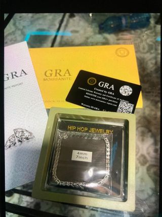 Pulsera Tenis Moissanite Diamantes GRA Plata