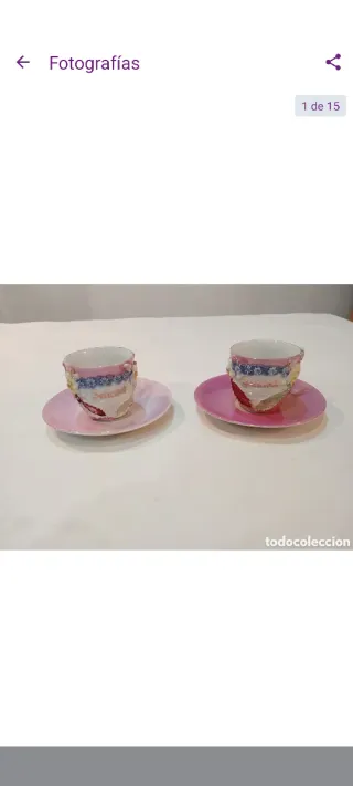 2 Tazze da Caffè in Porcellana Fine Antiche