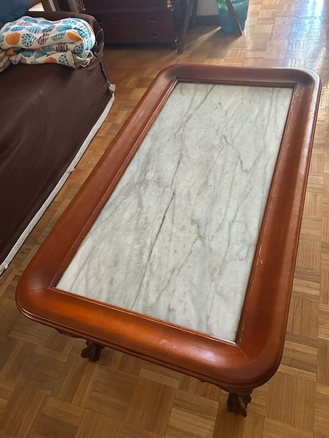 Mesa de centro madera y mármol