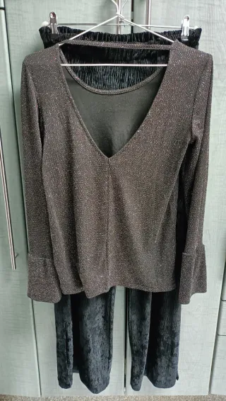 Conjunto fiesta lentejuelas espalda escotada