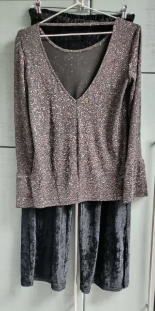 Conjunto fiesta lentejuelas espalda escotada