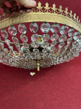 Lámpara techo bronce y lágrimas de cristales