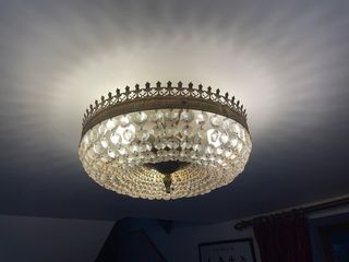 Lámpara techo bronce y lágrimas de cristales