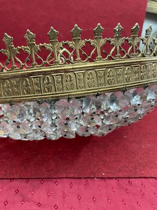 Lámpara techo bronce y lágrimas de cristales