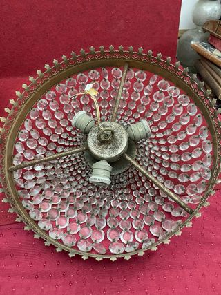 Lámpara techo bronce y lágrimas de cristales