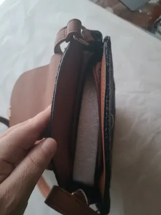 Bandolera redonda mimbre sintético negro y marrón