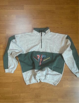 Sudadera Vintage Gris y Verde