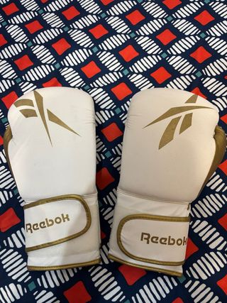 Guantes de Boxeo Reebok 14OZ Blancos y Dorados