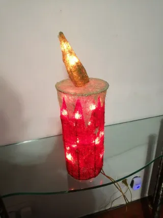 Adorno vela navideña luces rojas