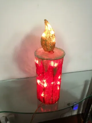 Adorno vela navideña luces rojas