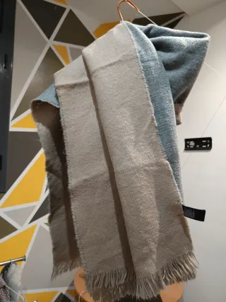 Bufanda reversible gris y rosa