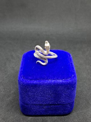 Anillo Serpiente Plata 925 Ojos Verdes Ajustable