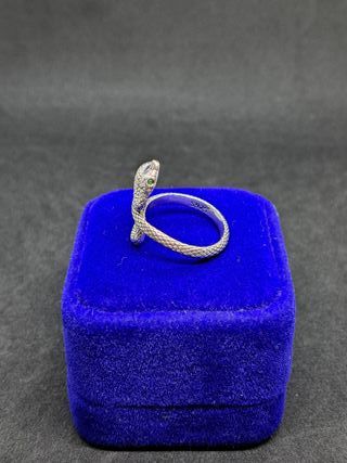 Anillo Serpiente Plata 925 Ojos Verdes Ajustable