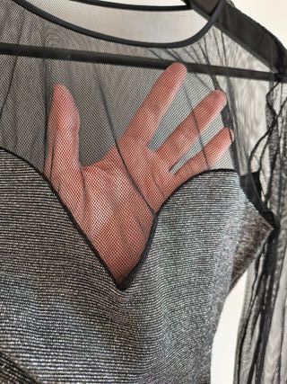 Body glitterato con tulle nero