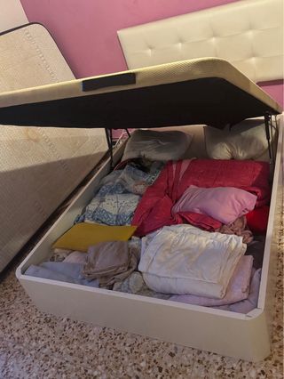 Canapé 135x190cm Beige y Blanco y colchón también