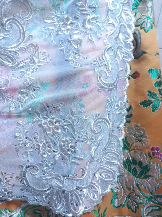 Traje Fallera Naranja con Manteletas Plata