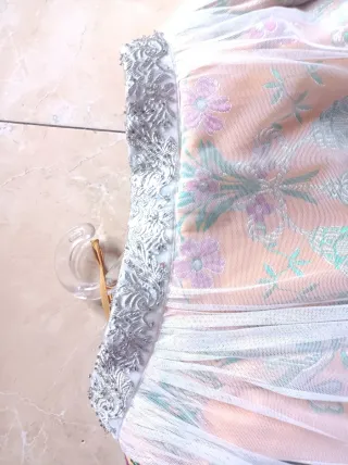 Traje Fallera Naranja con Manteletas Plata