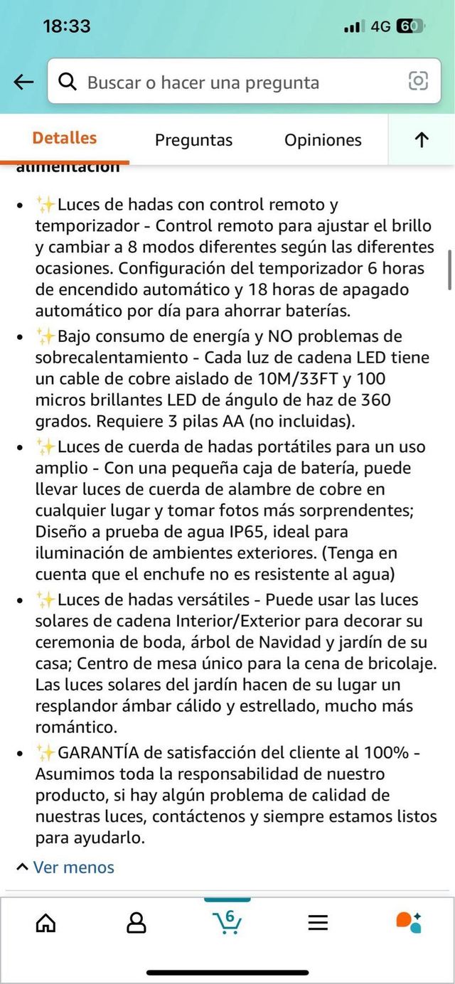 2 Piezes Luces de Cadena  10M/33FT 100LED