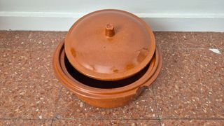 Vasija recipiente de barro para cocinar ANTIGUO