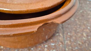 Vasija recipiente de barro para cocinar ANTIGUO