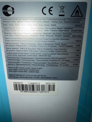 Aire Acondicionado Portátil Equation