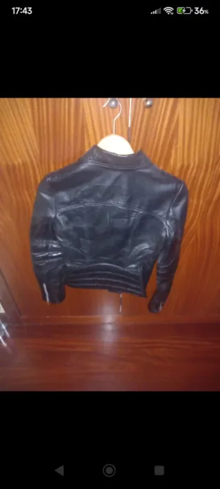 Cazadora piel Negra Estilo Motero