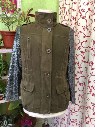 Cazadora verde lentejuelas talla L