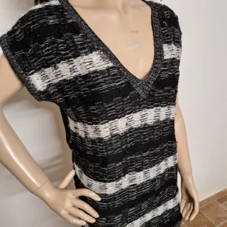 Maglione donna smanicato a righe