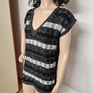 Maglione donna smanicato a righe