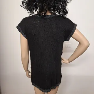 Maglione donna smanicato a righe