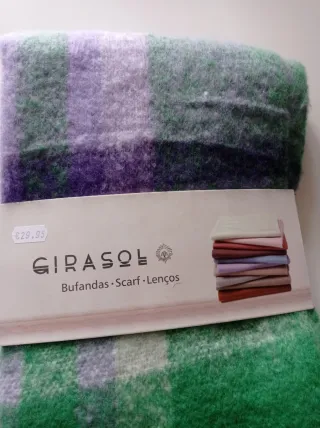 Bufanda Girasol cuadros verde y morado