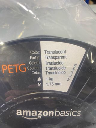 Filamento PETG Amazon Basics 1.75mm Transparente