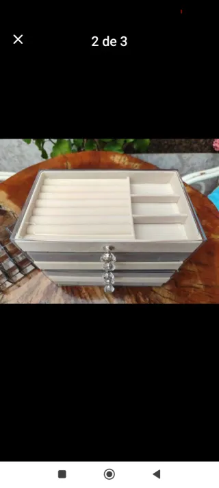 Joyero organizador 1  beige y 1 plateado