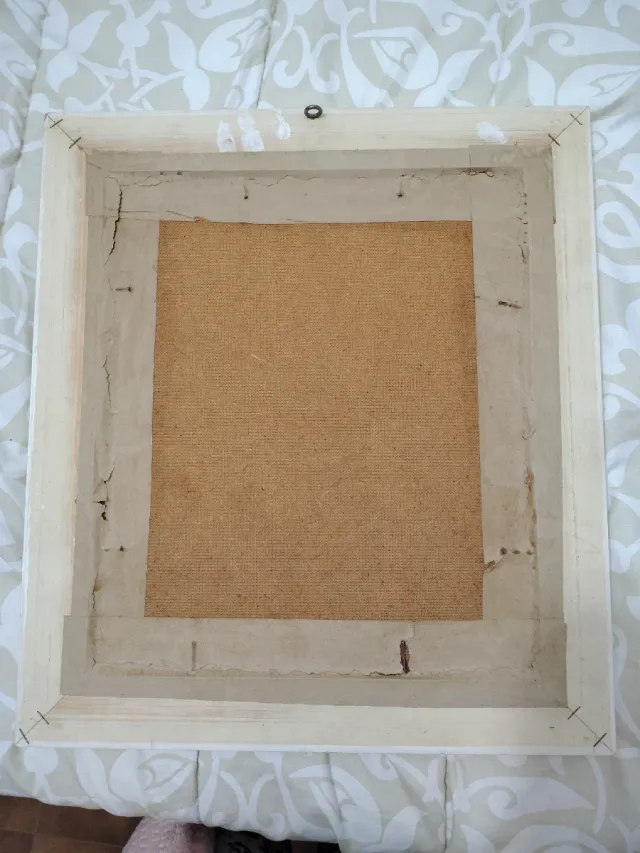 Cuadro pescador terciopelo verde y blanco