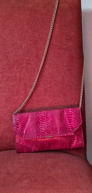 Bolso Fucsia Mango Piel Serpiente