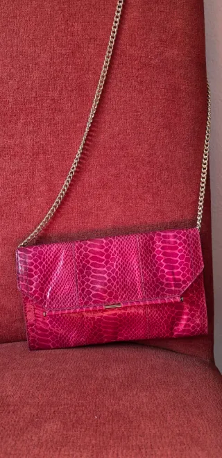 Bolso Fucsia Mango Piel Serpiente