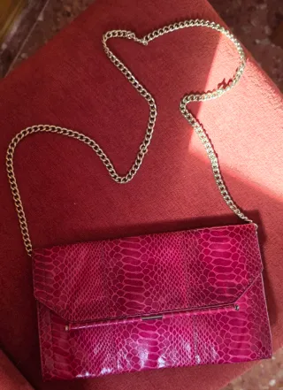 Bolso Fucsia Mango Piel Serpiente
