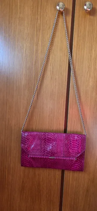Bolso Fucsia Mango Piel Serpiente