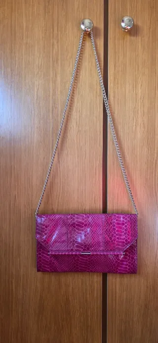 Bolso Fucsia Mango Piel Serpiente