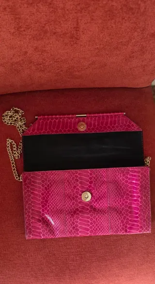 Bolso Fucsia Mango Piel Serpiente