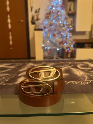 Set 2 cinture Diesel pelle marrone fibbia D