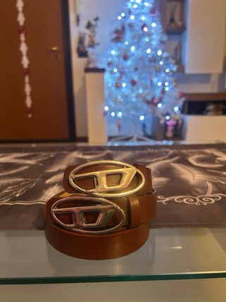 Set 2 cinture Diesel pelle marrone fibbia D