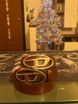 Set 2 cinture Diesel pelle marrone fibbia D