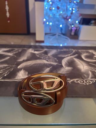 Set 2 cinture Diesel pelle marrone fibbia D
