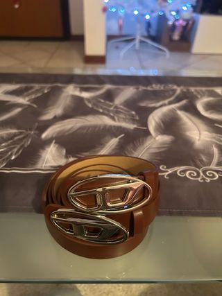 Set 2 cinture Diesel pelle marrone fibbia D