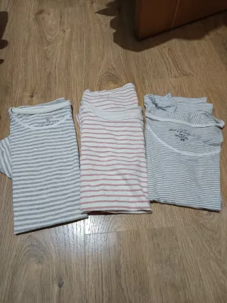 Lote 3 Camisetas Rayas Gris y Rosa