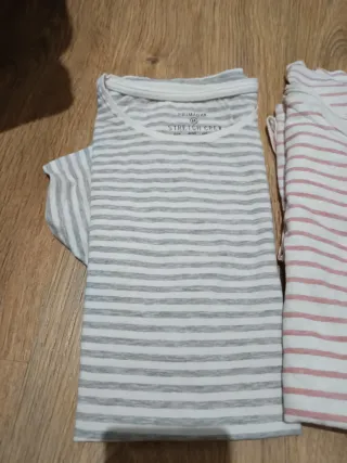 Lote 3 Camisetas Rayas Gris y Rosa
